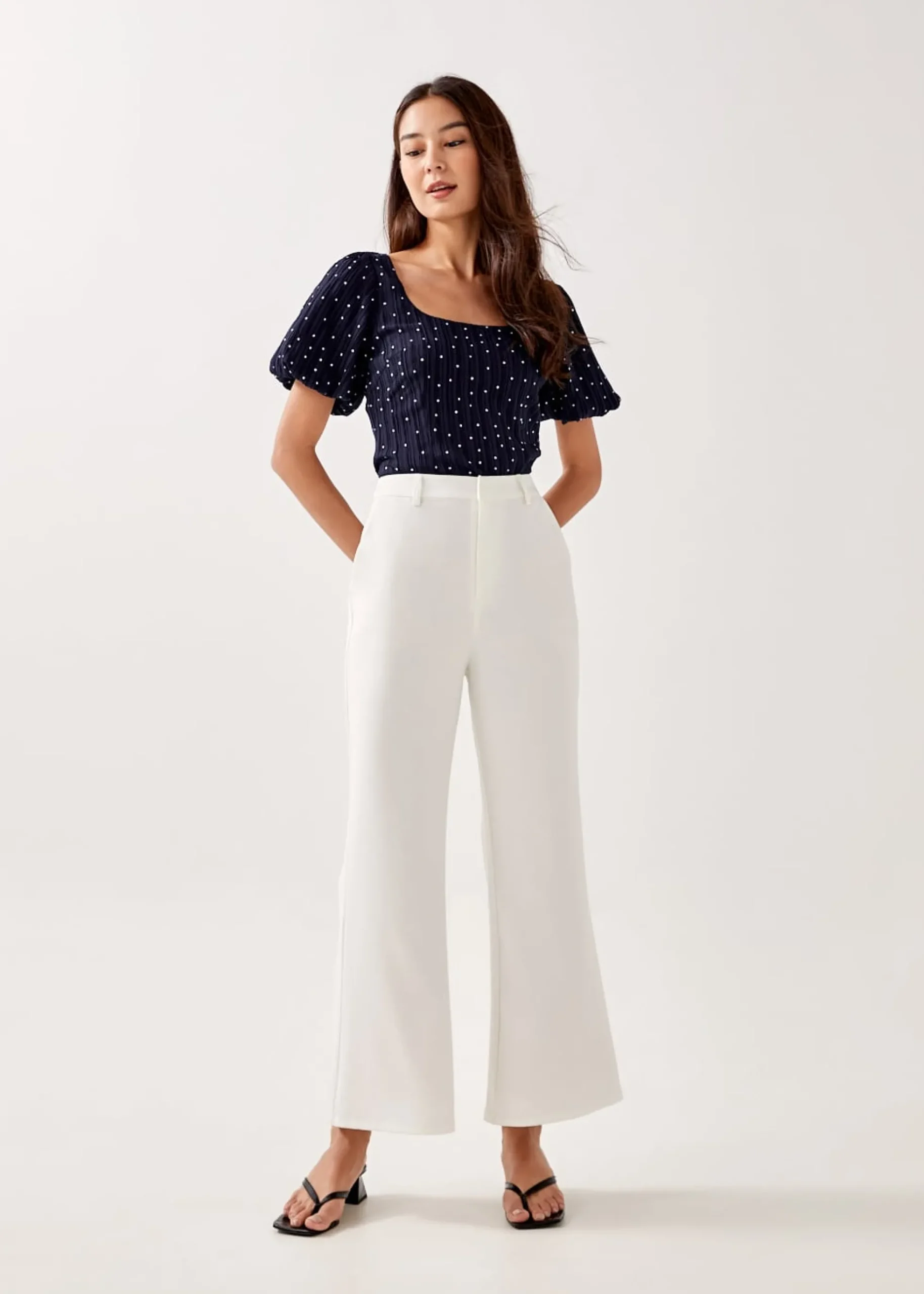 Edith Textured Polka Dot Blouse