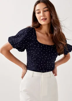 Edith Textured Polka Dot Blouse