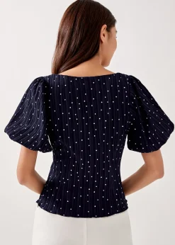 Edith Textured Polka Dot Blouse