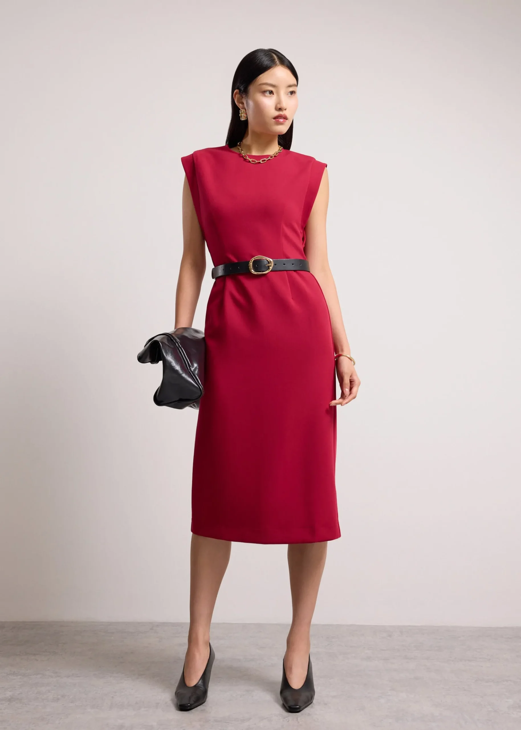 Eika Panelled Cap Sleeve Column Midi Dress