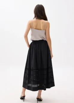 Elastic Broderie Fit & Flare Midaxi Skirt