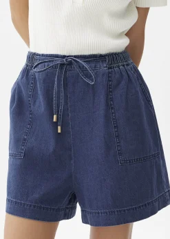 Elastic Chambray High Rise Shorts