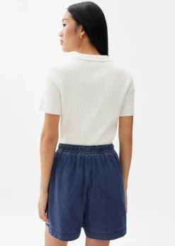 Elastic Chambray High Rise Shorts