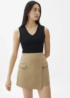 Elastic Cotton A-line Skort