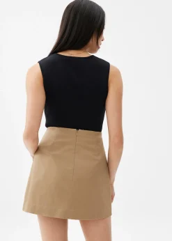 Elastic Cotton A-line Skort