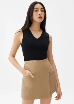 Elastic Cotton A-line Skort
