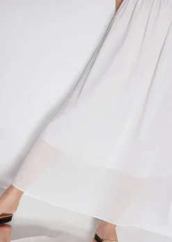 Elastic Cotton High Waist Flare Maxi Skirt