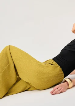 Elastic Crinkled Jersey Wide Leg Pants