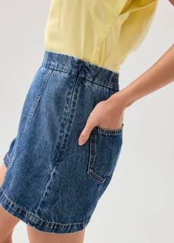 Elastic Denim Mid Waist A-line Shorts