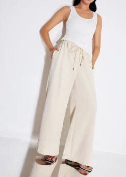 Elastic Drawstring Straight Leg Pants