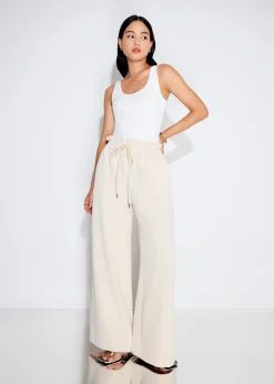 Elastic Drawstring Straight Leg Pants