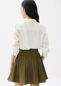 Elastic High Waist A-line Pleated Mini Skirt