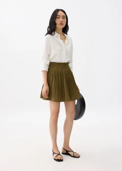 Elastic High Waist A-line Pleated Mini Skirt