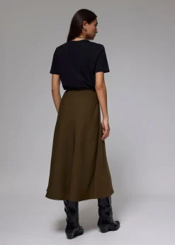 Elastic High Waist Asymmetric Panel Midaxi Skirt