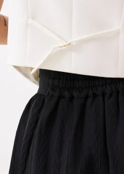 Elastic High Waist Crinkled Flare Maxi Skirt