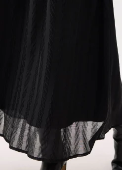 Elastic High Waist Crinkled Flare Maxi Skirt