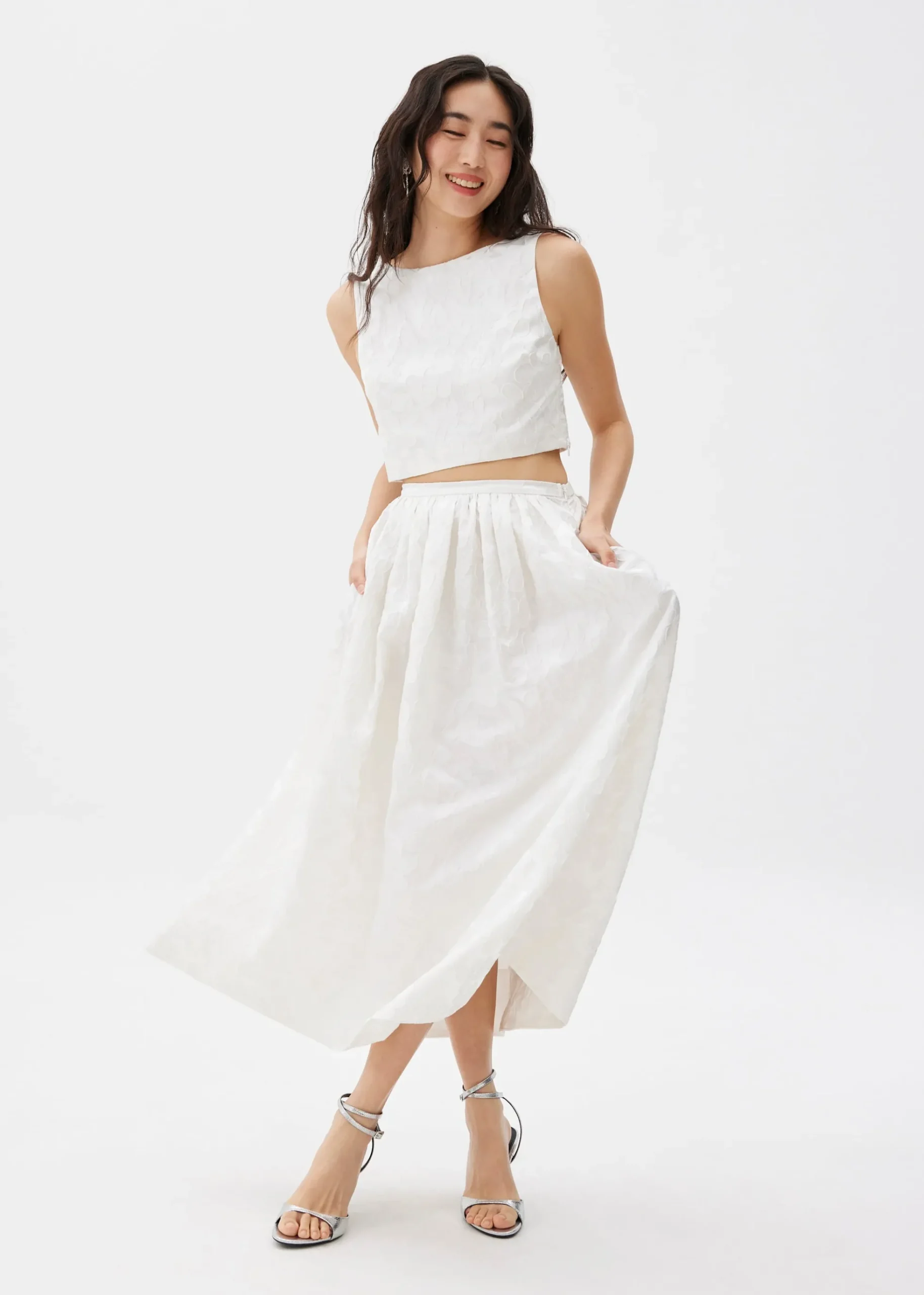 Elastic Jacquard Flare Midaxi Skirt