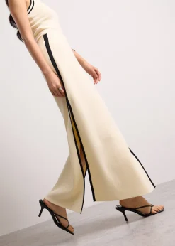 Elastic Knit High Waist Column Maxi Skirt