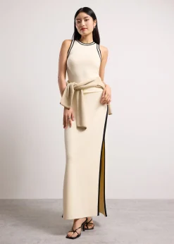 Elastic Knit High Waist Column Maxi Skirt