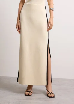 Elastic Knit High Waist Column Maxi Skirt
