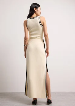 Elastic Knit High Waist Column Maxi Skirt