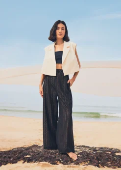 Elastic Lace Wide Leg Pants