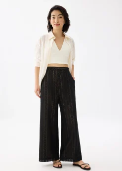 Elastic Lace Wide Leg Pants