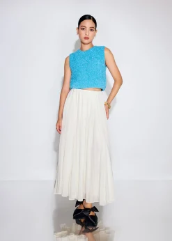Elastic Pleated Flare Midaxi Skirt