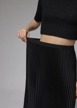 Elastic Pleated High Waist A-line Midaxi Skirt