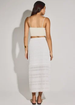 Elastic Sheer Crinkled Column Midaxi Skirt