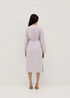 Elastic Tailored Front Wrap Midi Dress