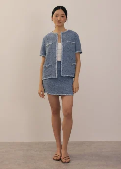 Elastic Tweed A-Line Mini Skirt