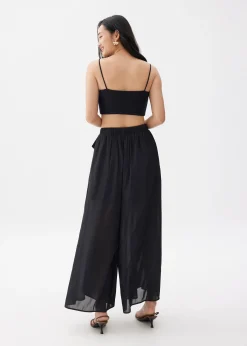 Elastic Wide Leg Palazzo Pants