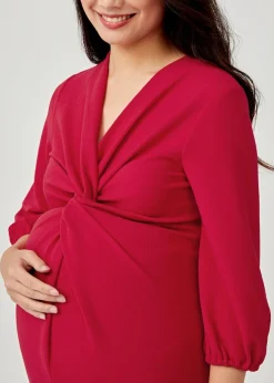 Eleonara Maternity Knot Front Bodycon Dress