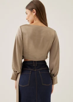 Elicia Satin Wrap Blouse