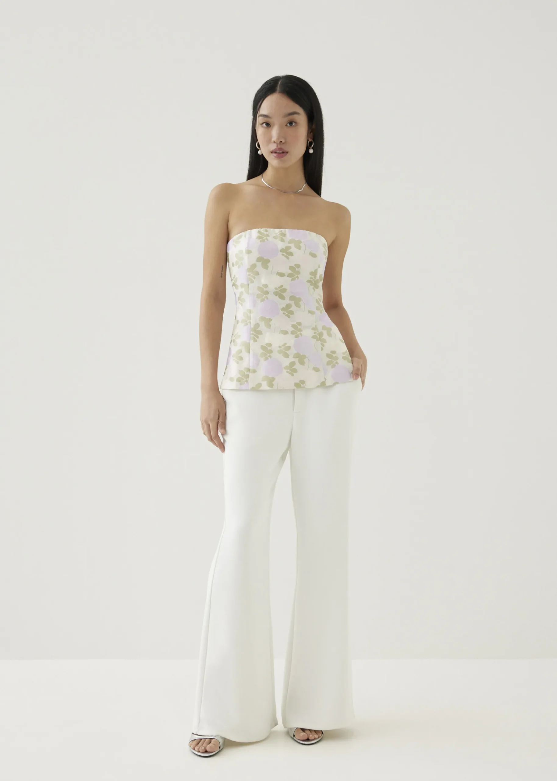 Elira Elastic Floral Satin Tube Top