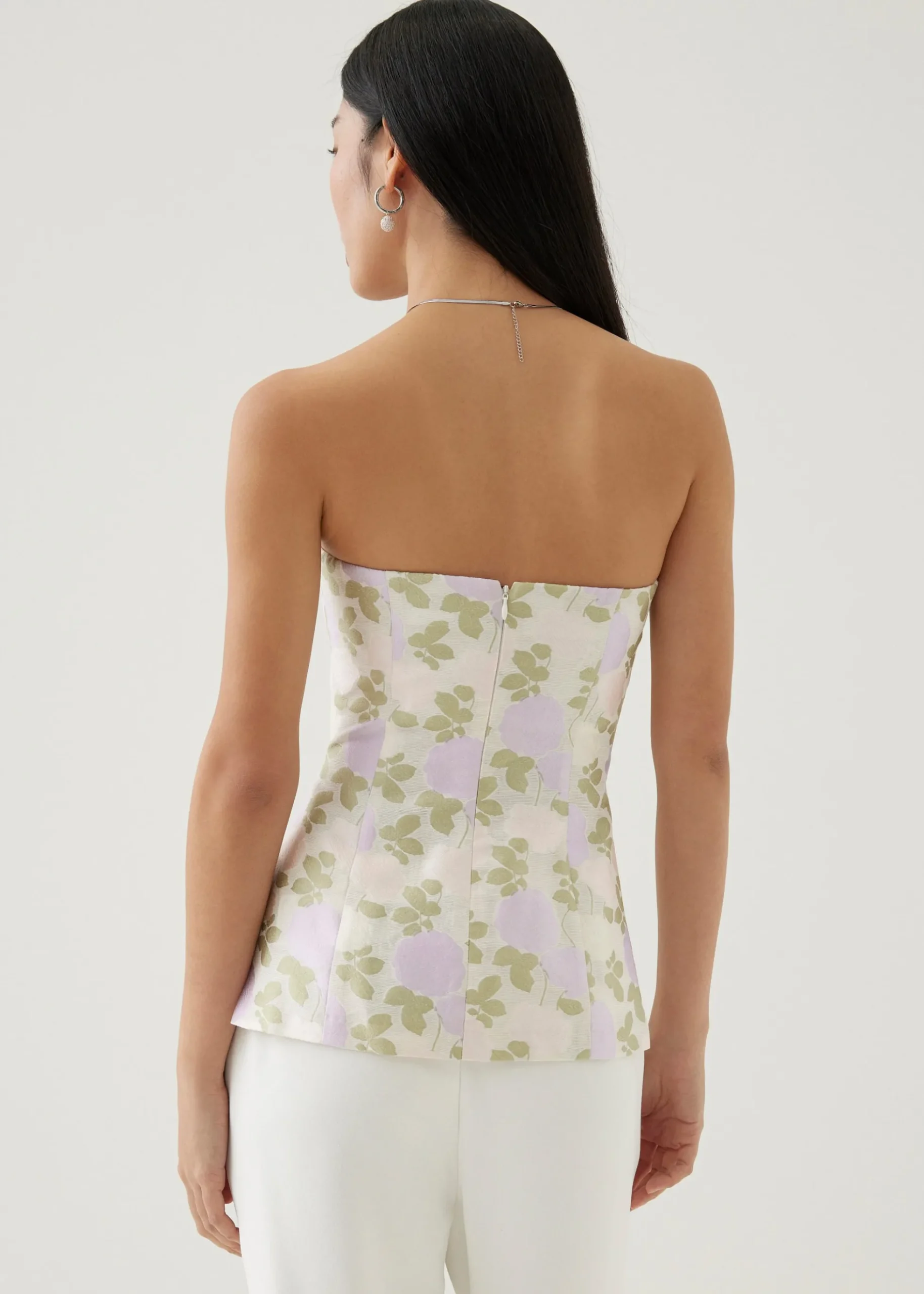 Elira Elastic Floral Satin Tube Top