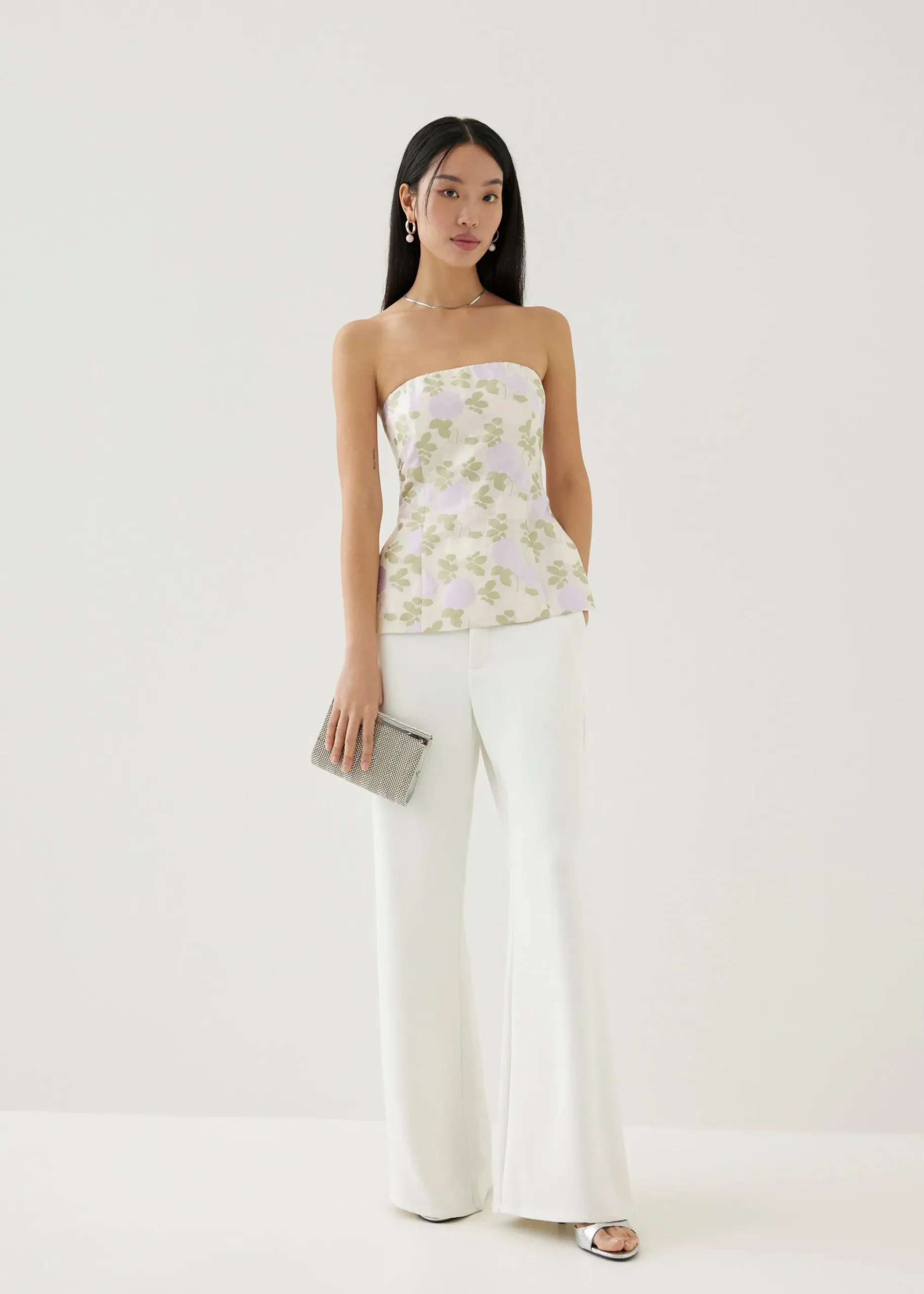 Elira Elastic Floral Satin Tube Top