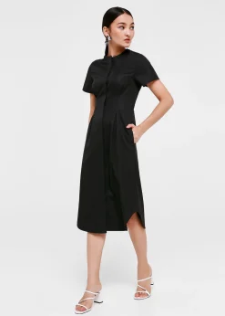 Elyse Pleated Button-down Shirt Dress