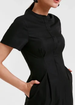 Elyse Pleated Button-down Shirt Dress