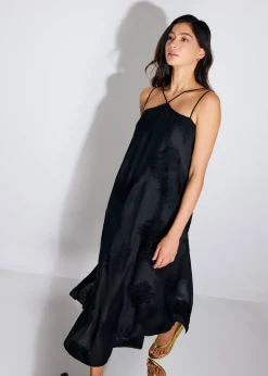 Embroidered Camisole Trapeze Maxi Dress