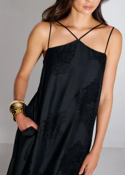 Embroidered Camisole Trapeze Maxi Dress