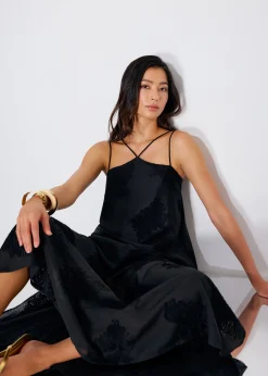 Embroidered Camisole Trapeze Maxi Dress