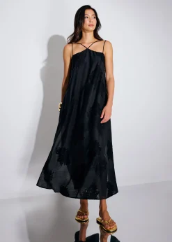 Embroidered Camisole Trapeze Maxi Dress