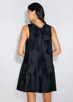 Embroidered Tiered Round Neck Swing Mini Dress