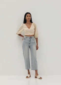 Emerie Linen Polka Dot Bustier Top