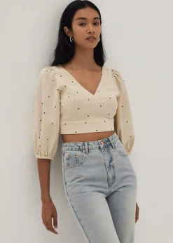 Emerie Linen Polka Dot Bustier Top