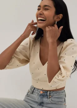 Emerie Linen Polka Dot Bustier Top