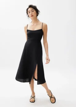 Emi Linen Fit & Flare Midi Dress