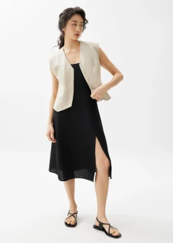 Emi Linen Fit & Flare Midi Dress